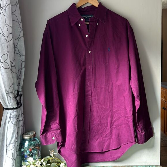 Ralph Lauren men’s Blake cotton button up shirt size large pink/purple office wo - Picture 1 of 7